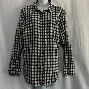 St. John’s Bay Black & White Gingham Button-Up Shirt – Women’s Size PXXL
